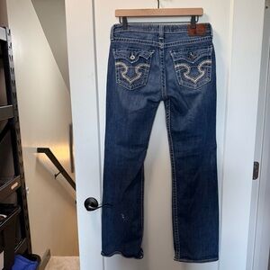 Big Star‎ Remy Low Rise Fit Bootcut Dark Wash Flap Embroidered Pockets 32x32